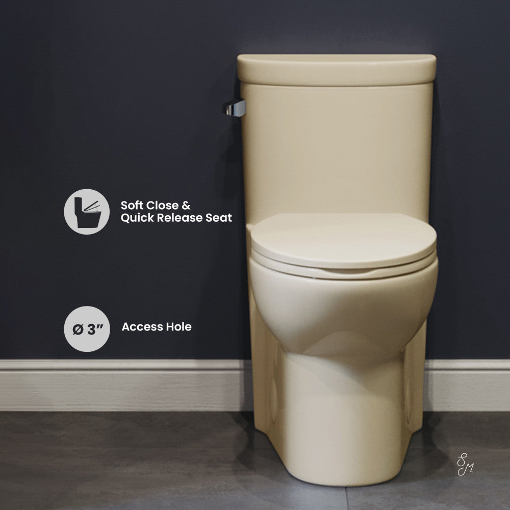 Swiss Madison Sublime One-Piece Elongated Left Side Flush Handle Toilet in Bisque 1.28 gpf