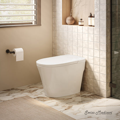 Swiss Madison Hugo H Power Flush Tankless Toilet 12" Rough-in 1.1 GPF Non-Electric ADA Toilet with Integrated Tank in Glossy White