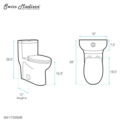 Swiss Madison Sublime One-Piece Elongated Toilet Dual-Flush in Matte Black 1.1/1.6 gpf