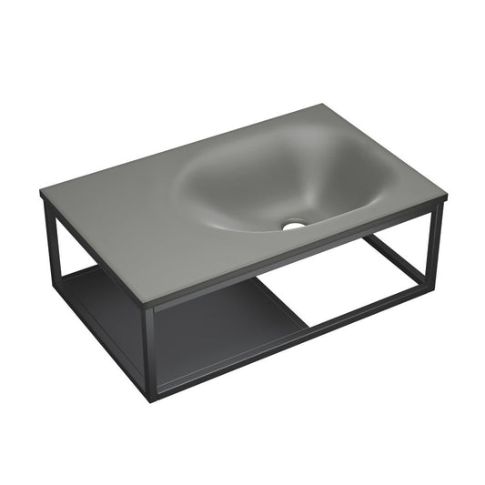 Swiss Madison Lisse 24" Rectangle Concrete Wall-Mount Bathroom Sink in Dark Grey