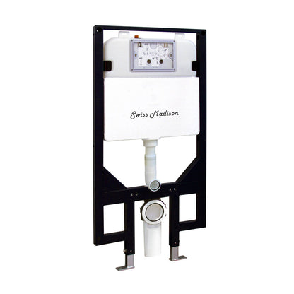 Swiss Madison St. Tropez Wall-Hung Toilet Bundle 0.8/1.6 GPF Dual Flush in Glossy White with Black Flush Plate