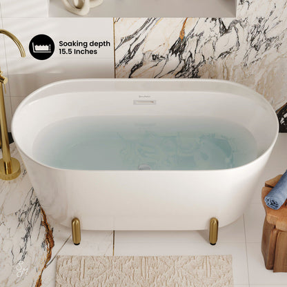 Swiss Madison Monaco 59" Freestanding Bathtub with Brushed Gold Stand