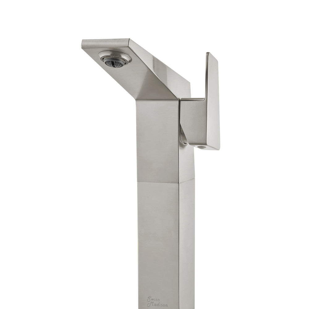 Swiss Madison Carre Single Hole, Single-Handle, High Arc Bathroom Faucet in Brushed Nickel