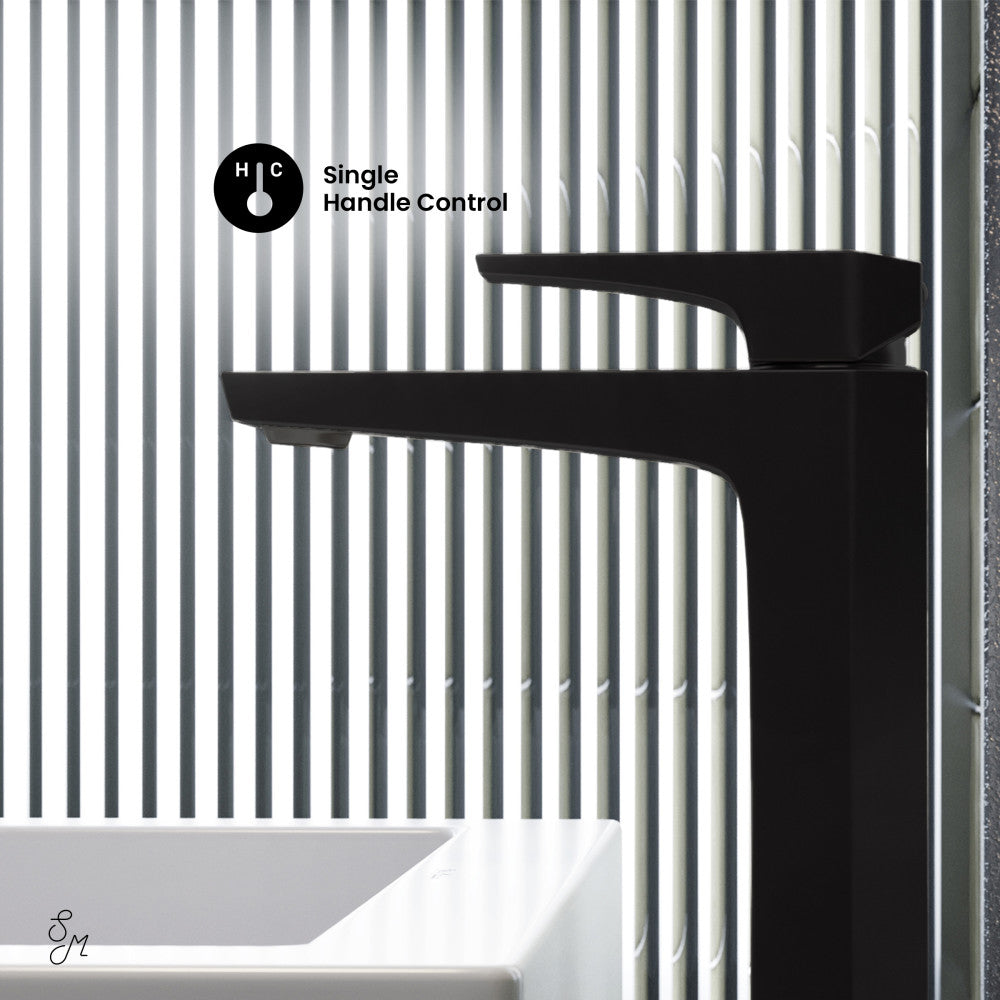 Swiss Madison Voltaire Single Hole, Single-Handle, High Arc Bathroom Faucet in Matte Black