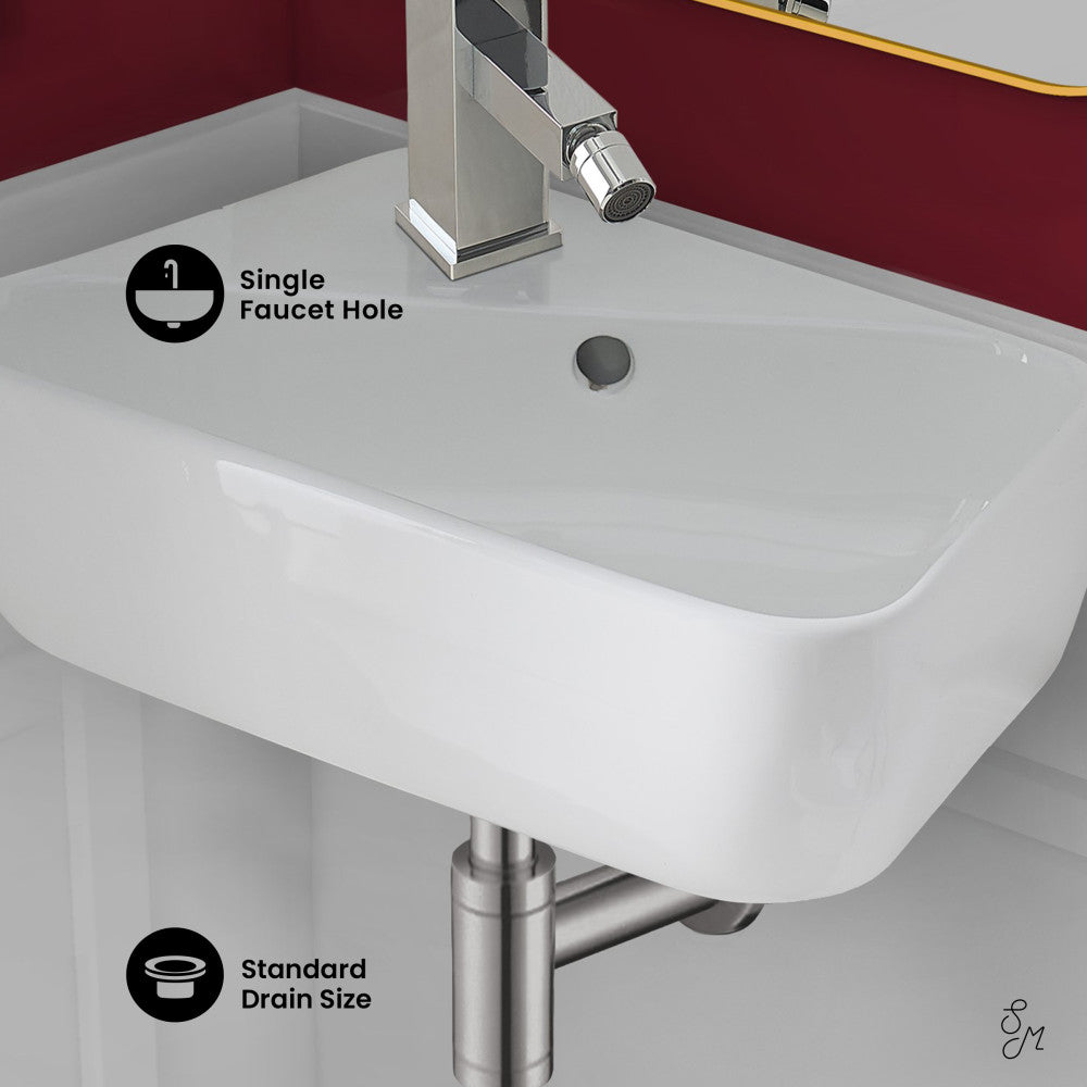 Swiss Madison Plaisir 18 x 11 Ceramic Wall Hung Sink with Left Side Faucet Mount