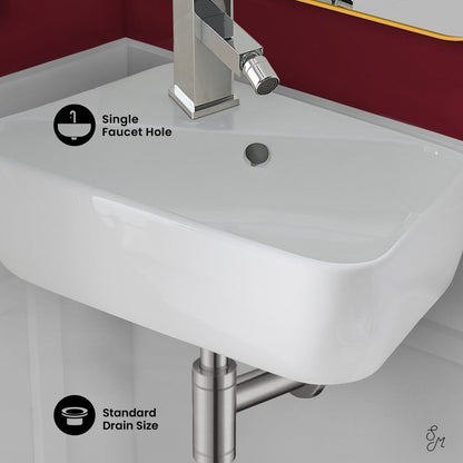 Swiss Madison Plaisir 18 x 11 Ceramic Wall Hung Sink with Left Side Faucet Mount
