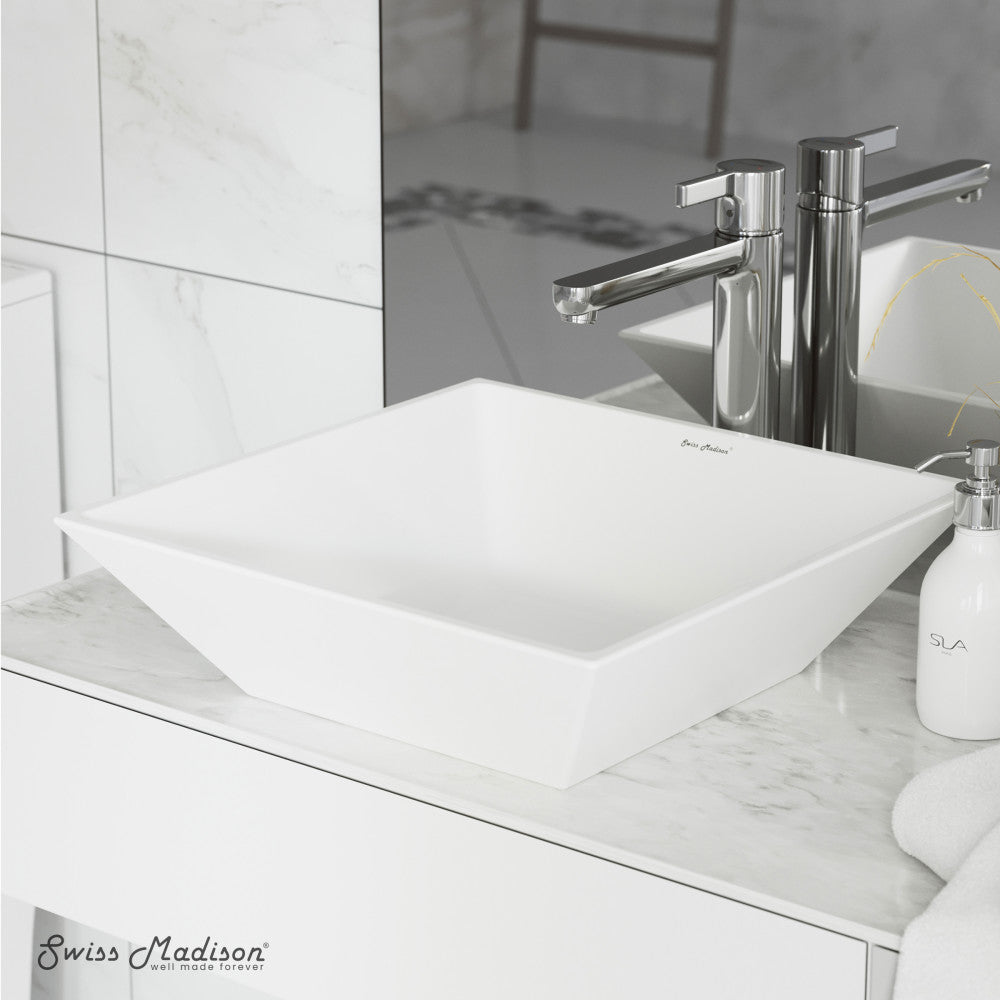 Swiss Madison St. Tropez Square Ceramic Vessel Sink