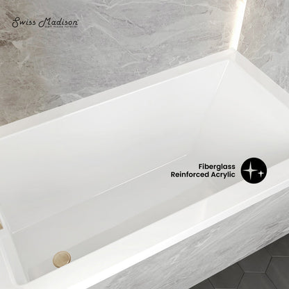 Swiss Madison Voltaire 54 x 30 Left Drain Soaking Alcove Bathtub in Glossy White