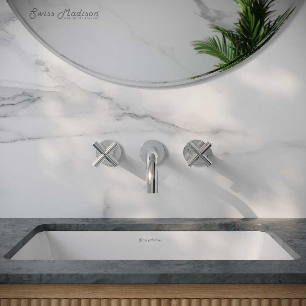 Swiss Madison Ivy 8 in. Widespread Double Cross-Handle Wall Mount Bathroom Faucet in Polished Chrome