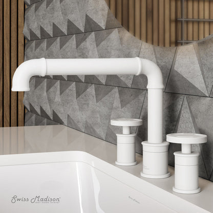 Swiss Madison Avallon 8 in. Widespread, 2-Handle Wheel, Bathroom Faucet in Matte White