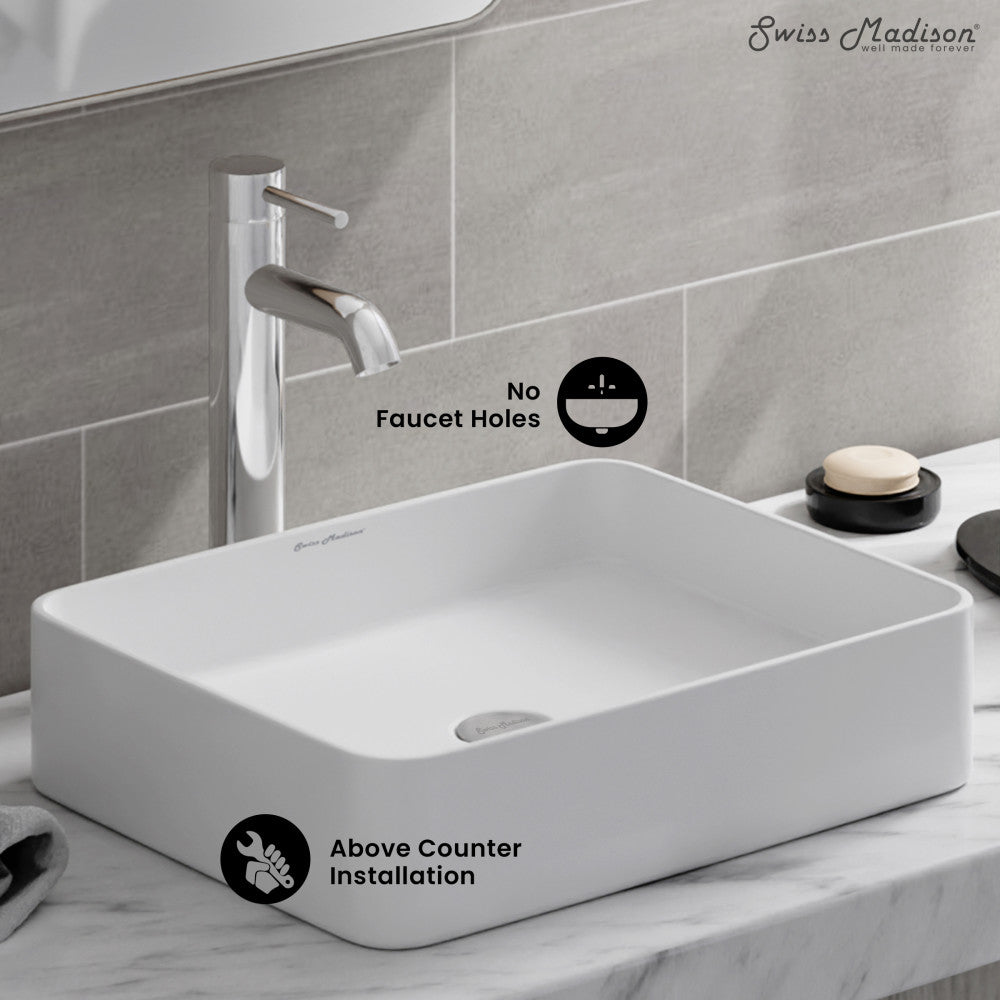 Swiss Madison Concorde 19 Rectangle Ceramic Vessel Sink