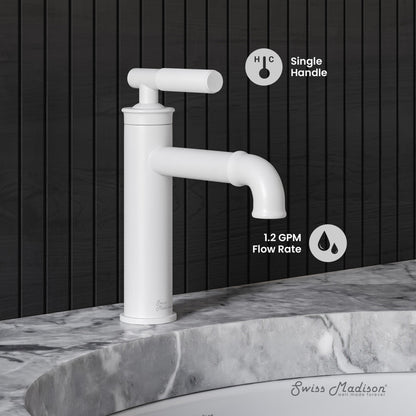 Swiss Madison Avallon Single Hole, Single-Handle Sleek, Bathroom Faucet in Matte White