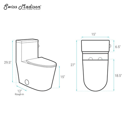 Swiss Madison Liberte One-Piece 12" Rough-in 1.28 GPF Right-Hand Flush Elongated ADA Toilet in Glossy White