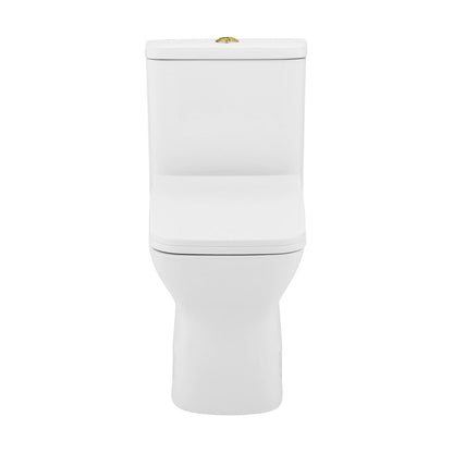 Swiss Madison Carre One Piece Square Toilet Dual Flush, Brushed Gold Hardware 1.1/1.6 gpf