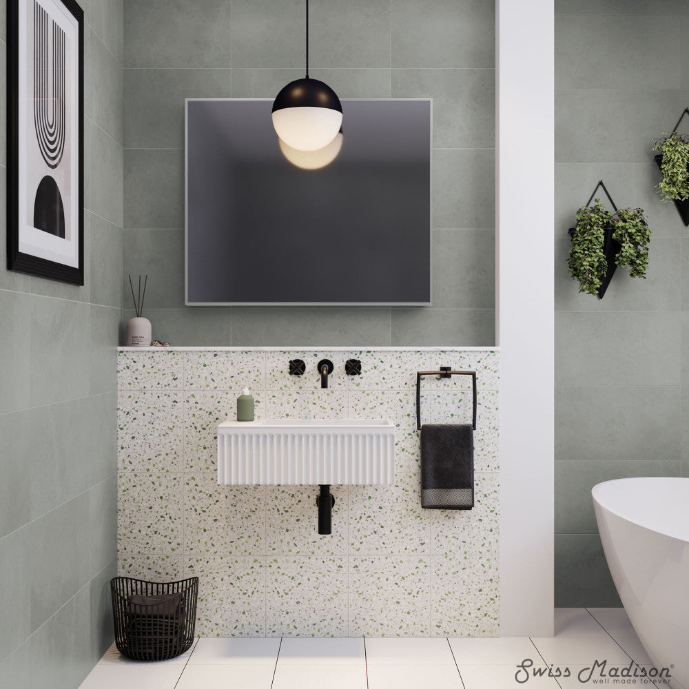 Swiss Madison Delice 24" Rectangle Wall-Mount Bathroom Sink in Matte White