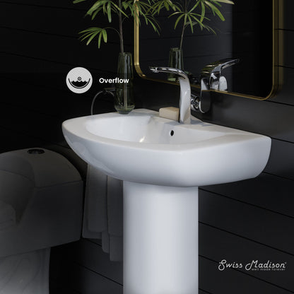 Swiss Madison Chateau Pedestal Bathroom Sink Round Single Faucet Hole