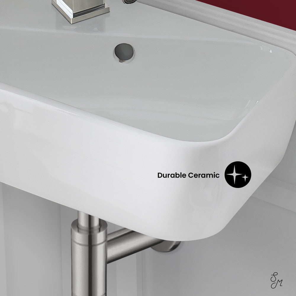 Swiss Madison Plaisir 18 x 11 Ceramic Wall Hung Sink with Left Side Faucet Mount