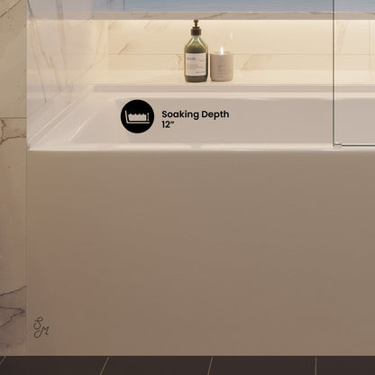 Swiss Madison Voltaire 60 x 30 Skirted Right Drain Soaking Apron Bathtub in Glossy White