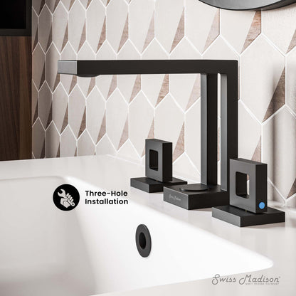 Swiss Madison Pierre Widespread, Double Handle, Bathroom Faucet in Matte Black