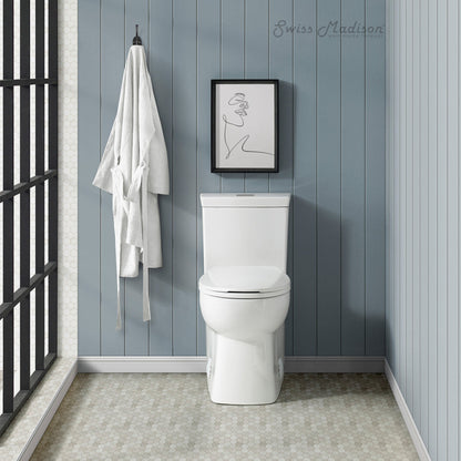 Swiss Madison Classe One-Piece 12" Rough-in 1.1/1.6 GPF Dual Top Flush Elongated Toilet in Glossy White
