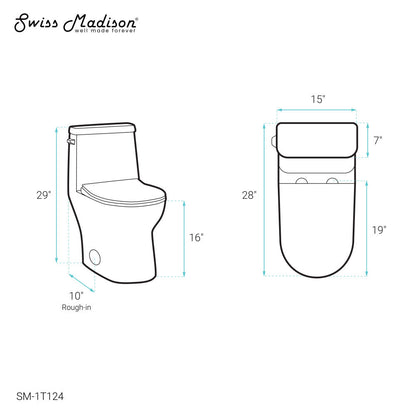 Swiss Madison Ivy One-Piece Elongated Toilet Left Side Flush, 10" Rough-In 1.28 gpf