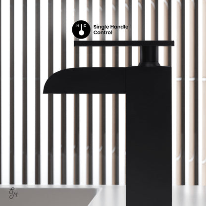 Swiss Madison Concorde Single Hole, Single-Handle, Waterfall Bathroom Faucet in Matte Black