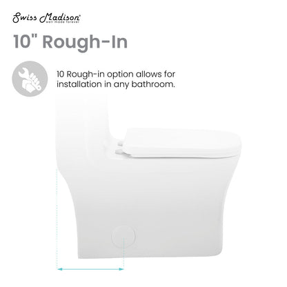 Swiss Madison Concorde One Piece Square Toilet Dual Flush 1.1/1.6 gpf with 10" Rough In