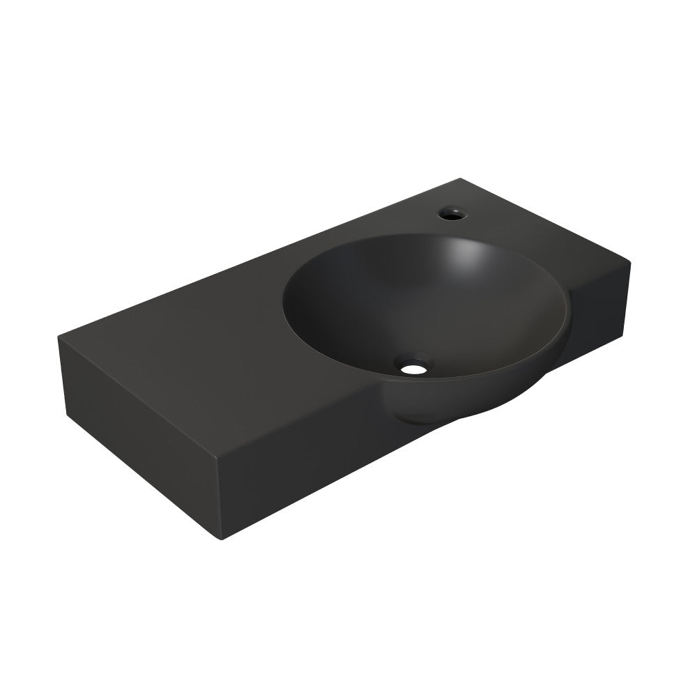 Swiss Madison Chateau 30" Right Side Faucet Wall-Mount Bathroom Sink in Matte Black