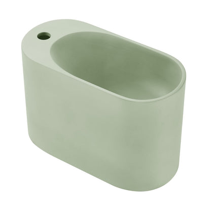 Swiss Madison Terre 18" Solid Surface Oval Wall-Mounted Sink with Left Side Faucet Mount in Matte Palm Green