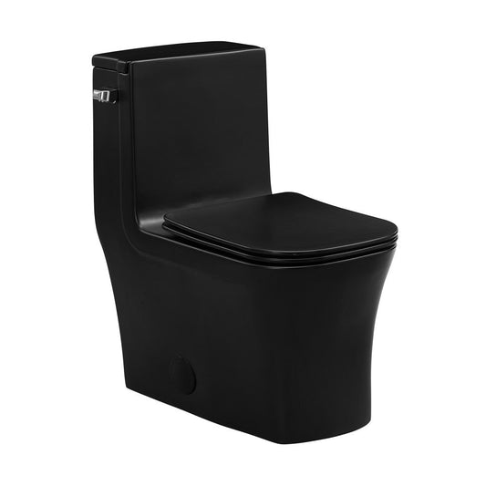 Swiss Madison Concorde One-Piece 12" Rough-in 1.28 GPF Left-Hand Flush Square Toilet in Matte Black