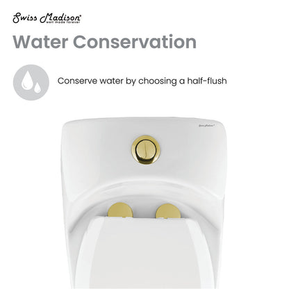 Swiss Madison Chateau One Piece Elongated Toilet Dual Flush, Brushed Gold Hardware 1.1/1.6 gpf