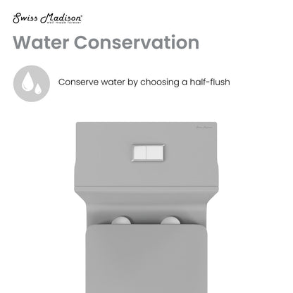 Swiss Madison Concorde One Piece Square Toilet Dual Flush in Matte Grey 1.1/1.6 gpf