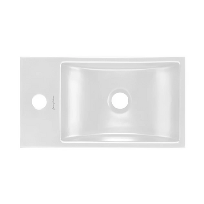 Swiss Madison Lisse 16" Concrete Rectangle Wall-Mounted Sink with Left Side Faucet Mount in Matte White