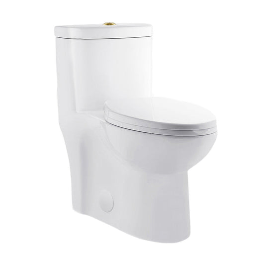 Swiss Madison Sublime One Piece Elongated Toilet Dual Flush, Brushed Gold Hardware 1.1/1.6 gpf