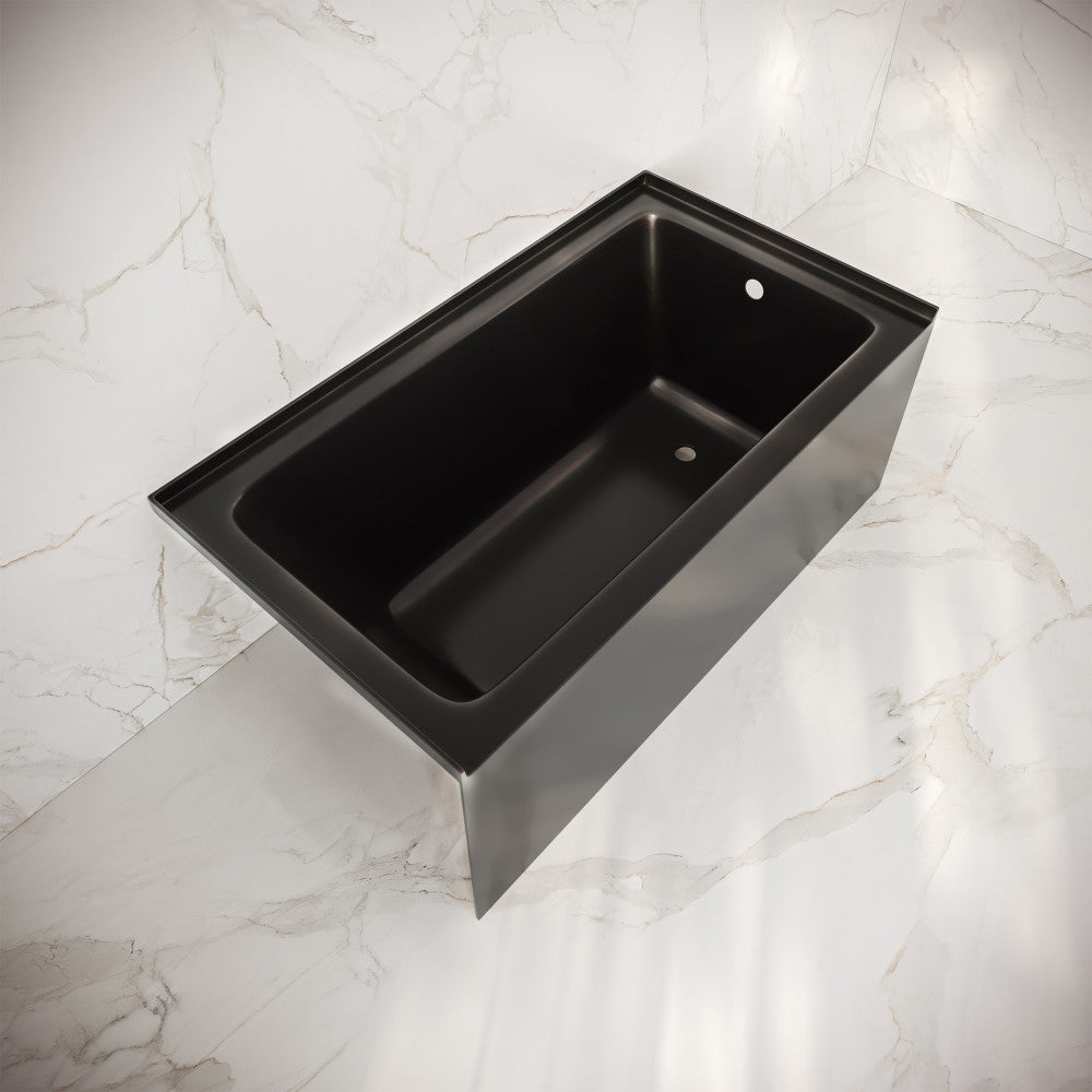 Swiss Madison Voltaire 54 x 30 Skirted Right Drain Soaking Apron Bathtub in Glossy Black