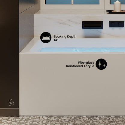 Swiss Madison Avancer 60" x 36" Right-Hand Drain Rectangular Alcove Whirlpool Bathtub with Apron
