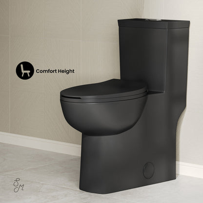 Swiss Madison Classe One-Piece 12" Rough-in 1.1/1.6 GPF Dual Top Flush Toilet in Matte Black