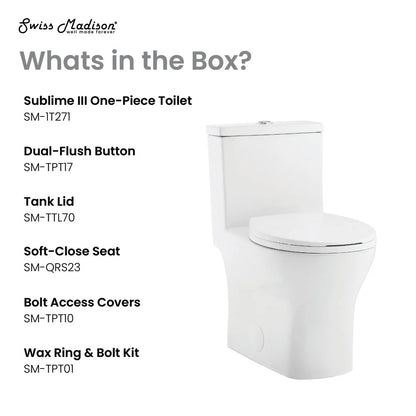 Swiss Madison Sublime III One-Piece Round Toilet Vortex™ Dual-Flush 0.95/1.26 gpf