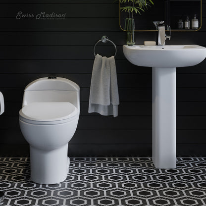 Swiss Madison Chateau One Piece Elongated Toilet Dual Flush, Black Hardware 1.1/1.6 gpf