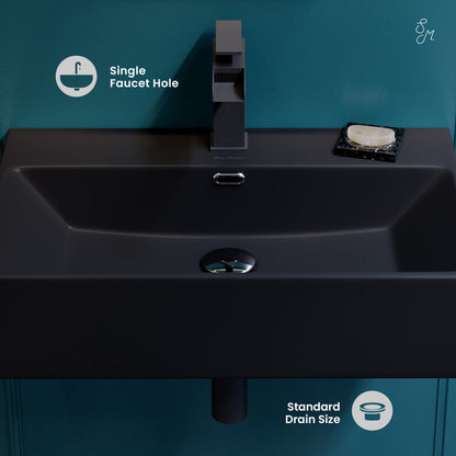 Swiss Madison Claire 24" Rectangle Wall-Mount Bathroom Sink in Matte Black