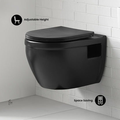 Swiss Madison Ivy Wall-Hung Elongated Toilet Bowl in Matte Black