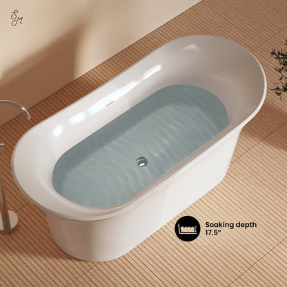 Swiss Madison Cascade 66" Double Slipper Soaking Freestanding Bathtub in Glossy White, Drain Included