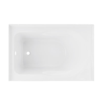 Swiss Madison Ivy 54 x 30 Skirted Left Drain Soaking Alcove Bathtub in Glossy White with Integrated Armrest