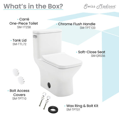 Swiss Madison Carre One-Piece Square Toilet Left Side Flush Handle Toilet 1.28 gpf