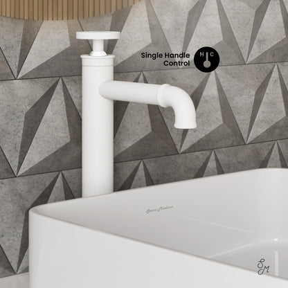 Swiss Madison Avallon Single Hole, Single-Handle Wheel, High Arc Bathroom Faucet in Matte White