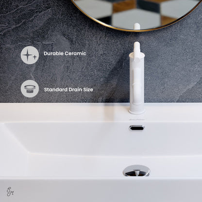 Swiss Madison Claire 30 Ceramic Console Sink White Basin Brushed Gold Legs