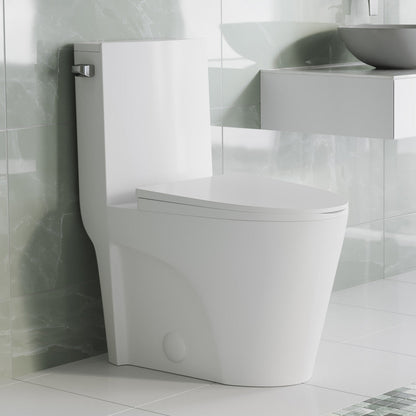 Swiss Madison St. Tropez One-Piece 10" Rough-in 1.28 GPF Left Flush Elongated Toilet in Glossy White