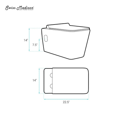 Swiss Madison Concorde Wall-Hung Toilet Bundle 0.8/1.6 GPF Dual Flush in Glossy White with Black Flush Plate