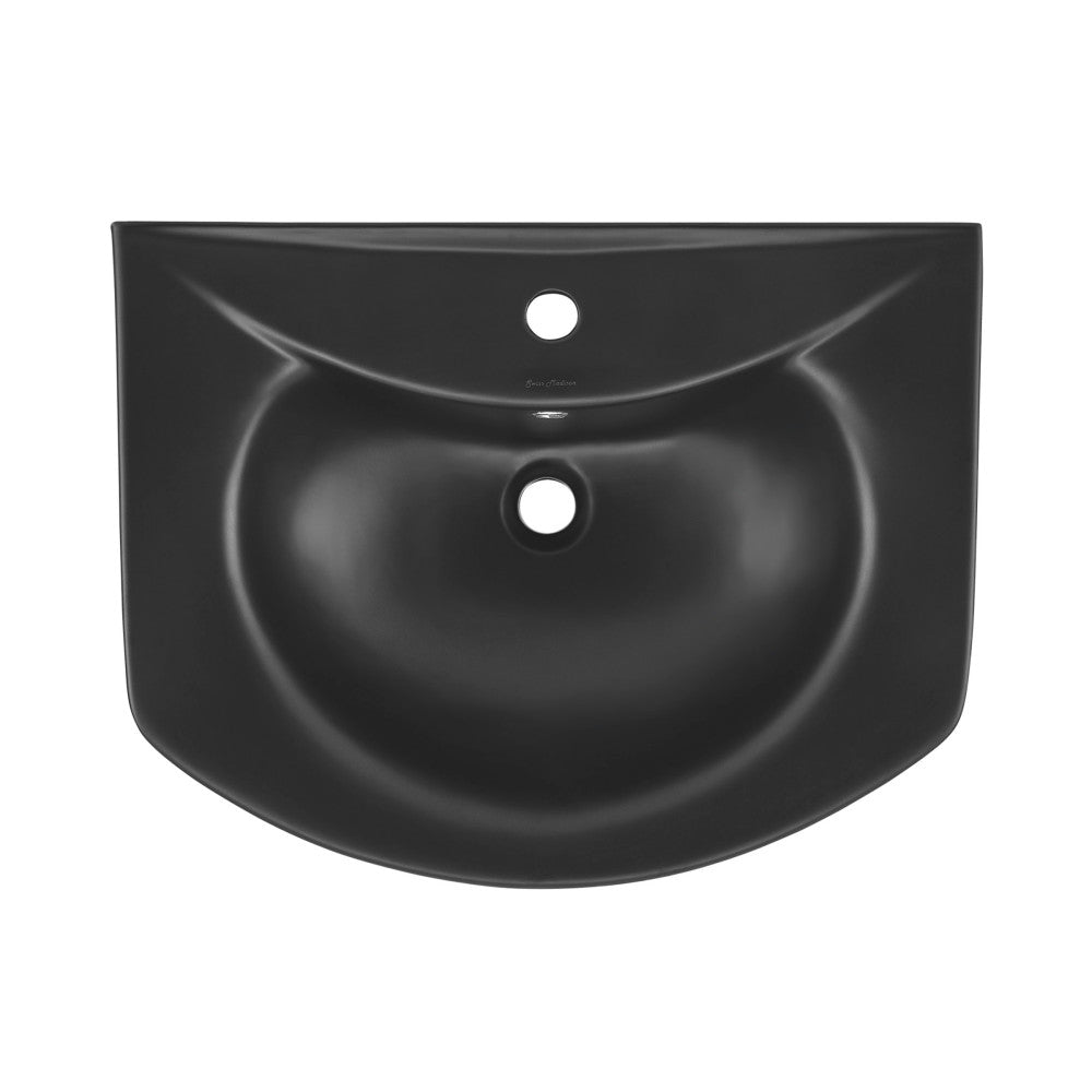 Swiss Madison Chateau Two-Piece Round Pedestal Sink in Matte Black