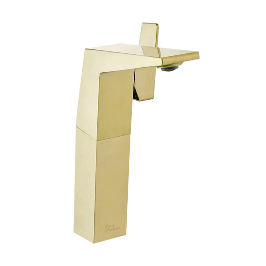 Swiss Madison Carre Single Hole, Single-Handle, High Arc Bathroom Faucet in Brushed Gold